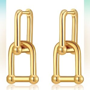 Gold Tone Geometric Earrings